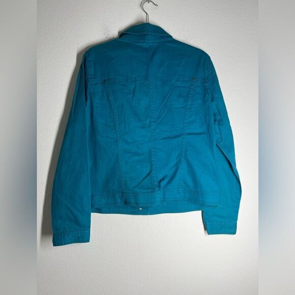 Women's Bonita Solid Teal Pockets Button Up Long Sleeve Jacket Size 44EU/12 US - Picture 6 of 15